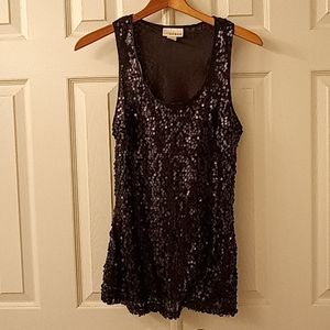 dark blue sequin tank top